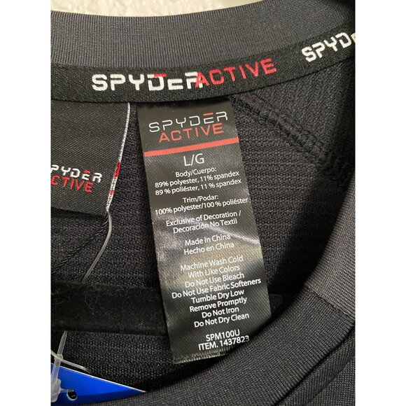 Spyder Men's Large Black Active Long Sleeve ProWeb Microfleece Tee T-Shirt - Picture 9 of 11